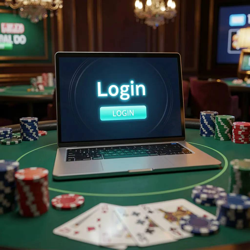 BC JILLI Login – Secure and fast access to your gaming account in the Philippines Close-up of a glowing login button on a laptop surrounded by blurred casino chips highlighting secure and fast access at BC JILLI in the Philippines